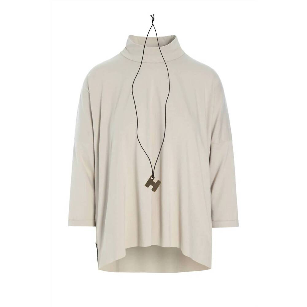 NEW HENRIETTE STEFFENSEN women's long sleeves blouse with necklace in beige